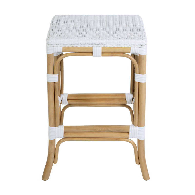 Laguna 24.5 in. Seat Height Rattan Counter Stool, 24.5, White