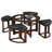 Solid Wood Glass Top Round Table Set, Coffee Table with 4 Stools