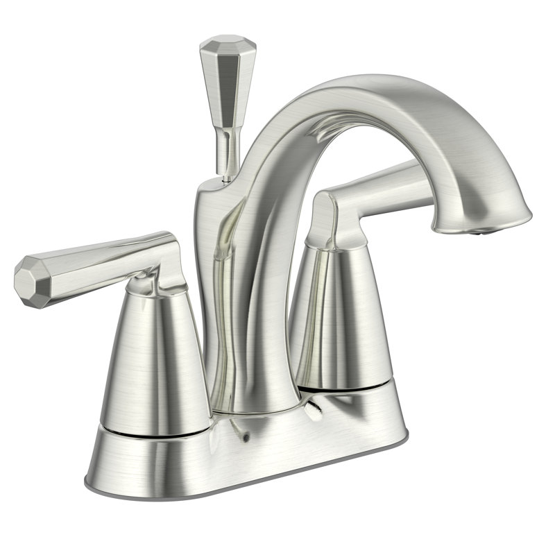 Robinet de lavabo de salle de bain central à 4 poignées avec ensemble de drain Z - nickel brossé Z Collection, Nickel brossé