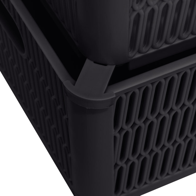 Rebrilliant Plastic Bin, Black, 4.72" H x 9.06" W x 11" D