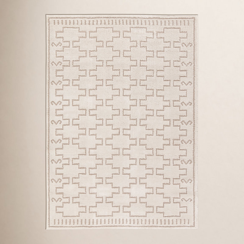 Tapis ivoire / beige Meret Trellis, Rectangle 10 pi x 14 pi