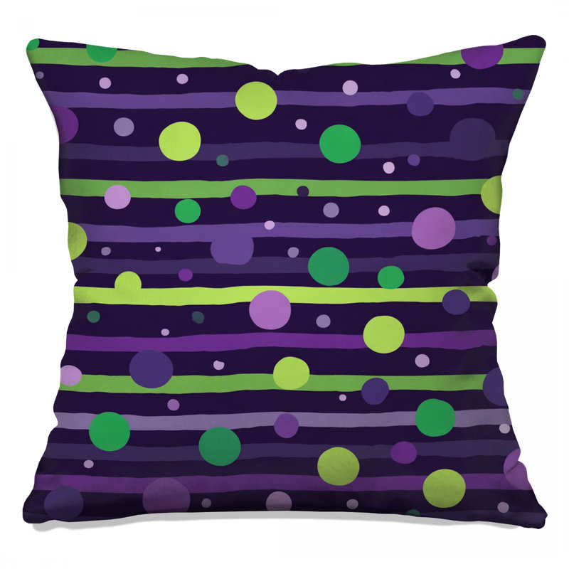 Coussin décoratif à rayures mauves, 14 X 14 pouces