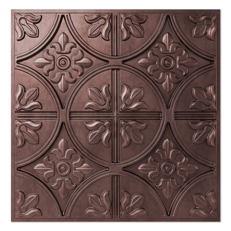 2 Ft. X 2 Ft. Glue-Up or Drop-in PVC Ceiling Tile,Waterproof PVC Panels for Interior Decor, Bronze