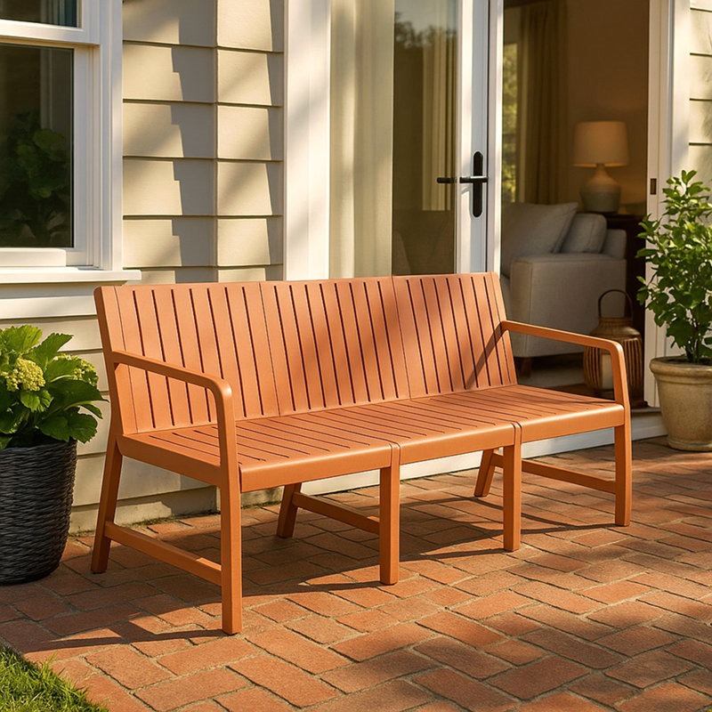 Summer - 1-Piece Indoor/Outdoor Furniture 3-Seater Sofa Waterproof PP Material - Easy Assembly Patio Conversation Set (Apricot Brown)