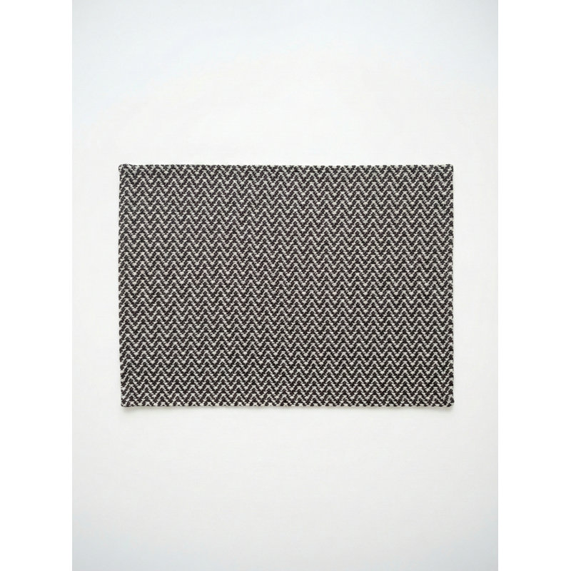 Napperon intérieur noir et blanc Herringbone Bay, Black