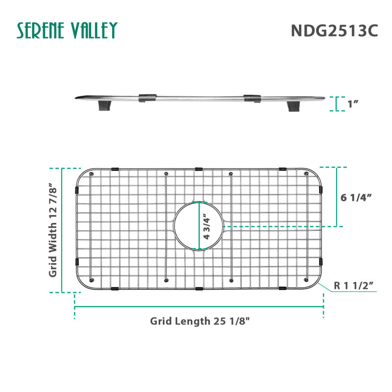Protecteur d'évier en acier inoxydable 25,12 po x 12,87 po