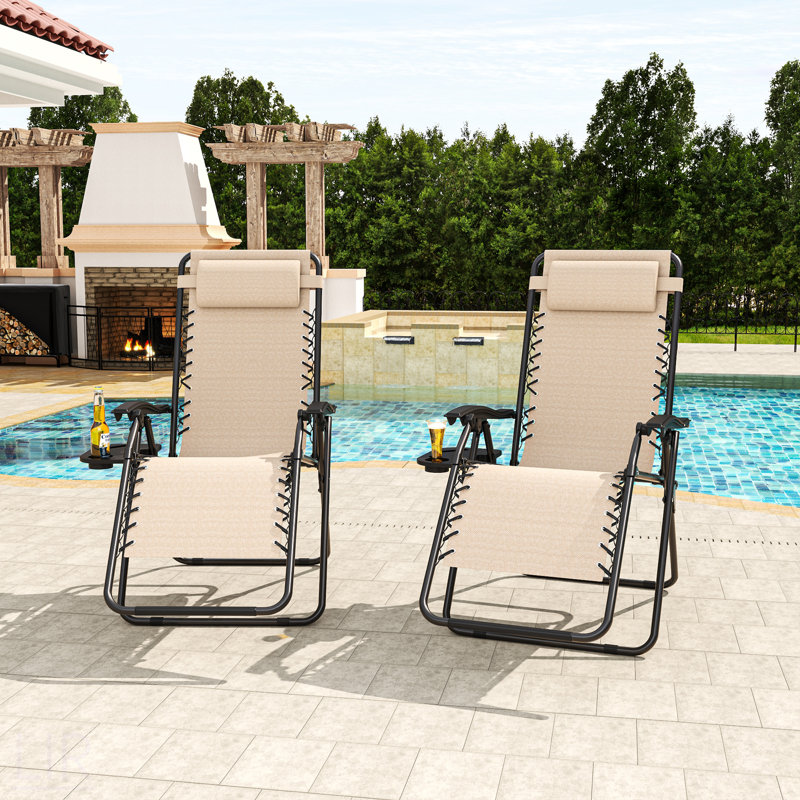 Zero Gravity Folding Lounge Chair, 300Lb Capacity Recliner With Headrest & Removable Tray, 90-170° Adjustable, Portable For Patio Beach Camping Indoor Outdoor Use, Chair