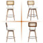 Tabouret de comptoir pivotant de style moderne Mid-Century de 26,2 po Anandi avec dossier en rotin de canne et structure en bois massif-131199526