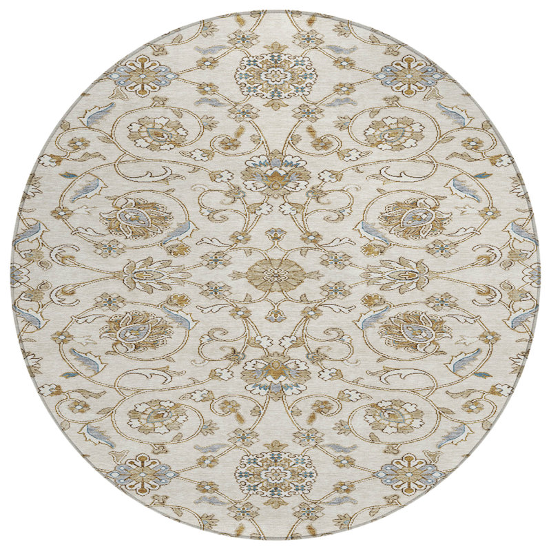 Irene Ivory Washable Indoor-Outdoor Rug - , 8' x 8'