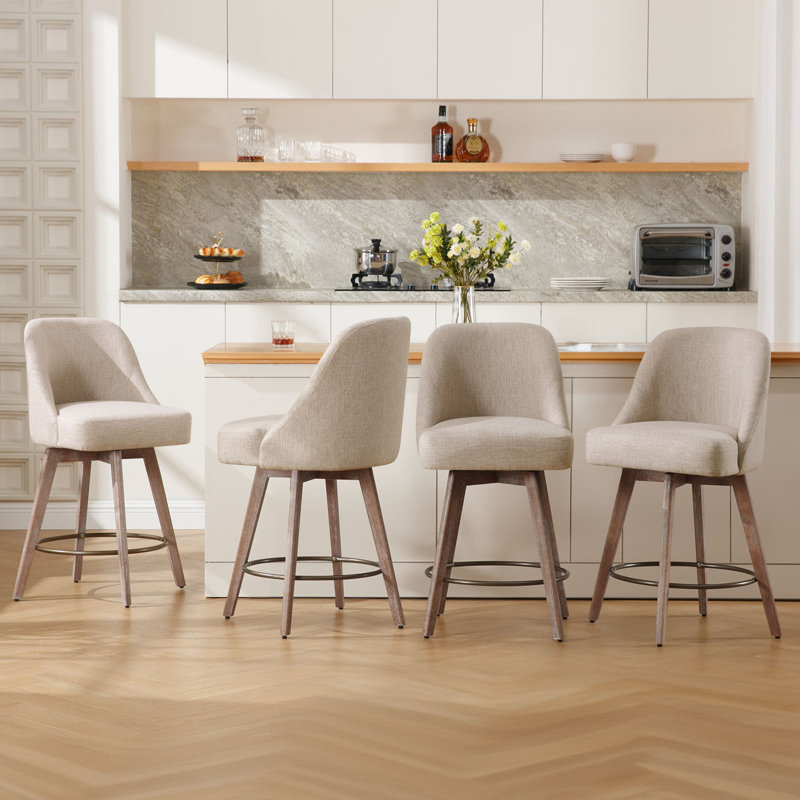 Tabouret pivotant rembourré Mangu (ensemble de 2), Beige