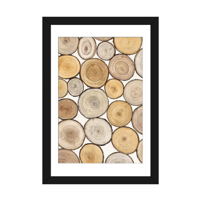 " Tree Ring Study I " by Timothy O' Toole, 32" H x 24" W x 1" D, Black Framed Fine Art Paper, White