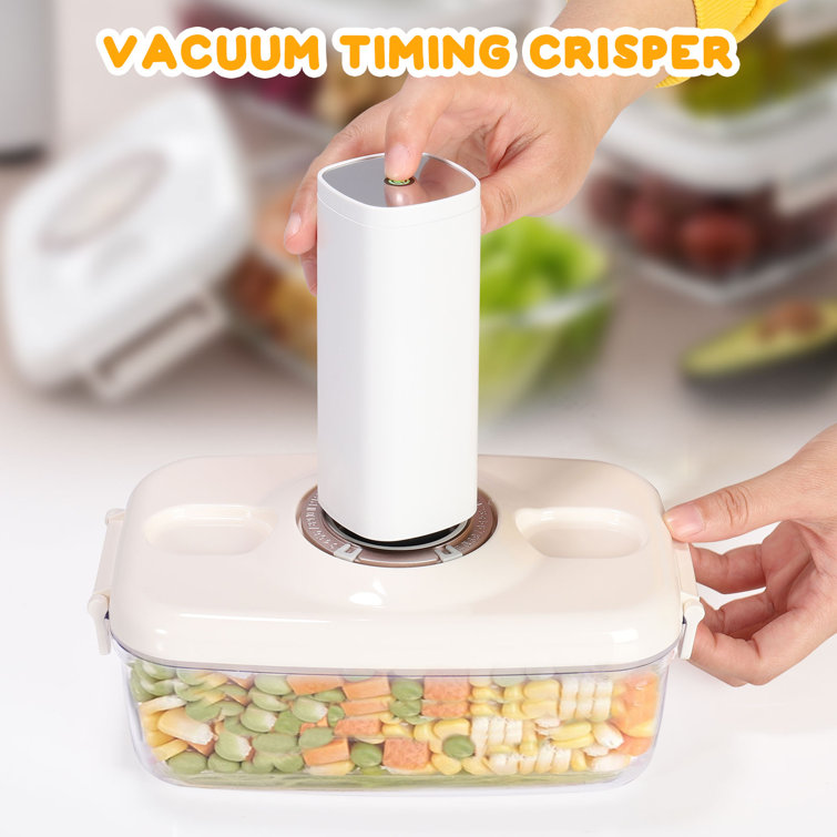 Vacuum Crisper Sealed Tank Large Capacity Clear Food Storage Containers  Vacuum Seal Jar With Hand Pump And Timer Kitchen Gadgets