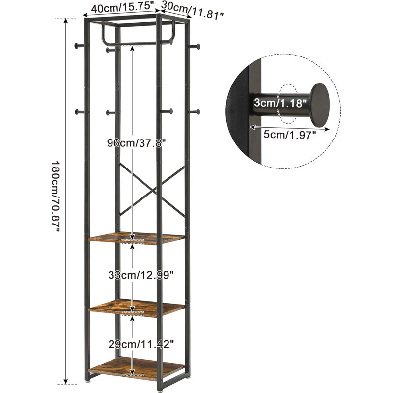 Wichert Freestanding 8 - Hook Coat Rack, Black