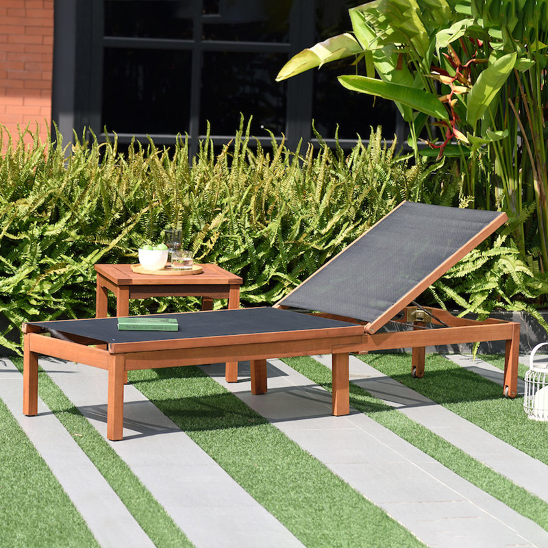 Medrano 23.5'' Outdoor Aluminum Chaise Lounge, Black