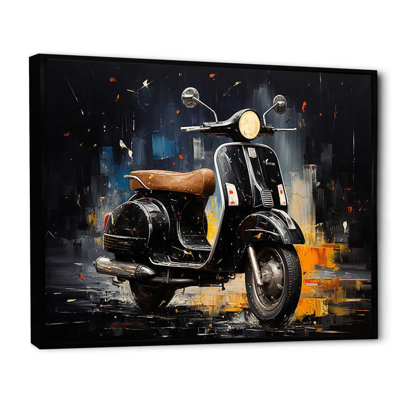 Scooter Adventures II sur impression sur toile, H 30 po x l 40 po x P 1,5 po, Cadre flottant noir