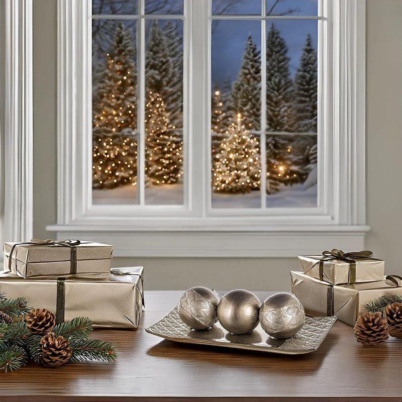 Creative Scents Dublin Silver Decorative Tray and Orbs Set