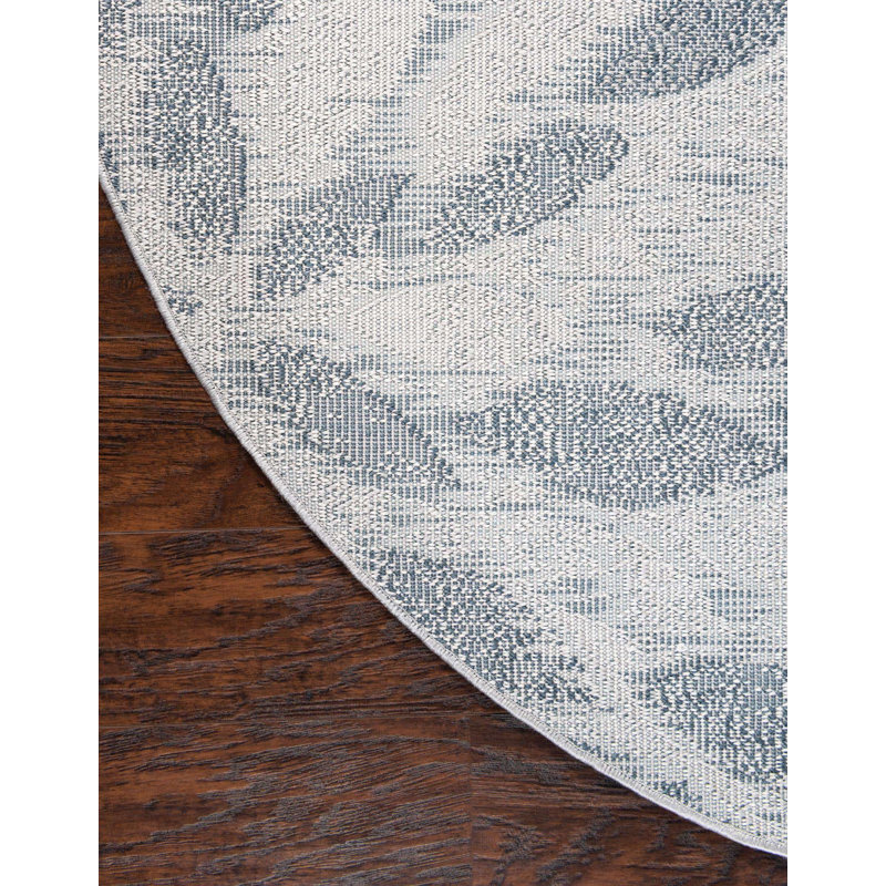 Tapis abstrait Aamia, Rond 5 pi 1 po, Gris