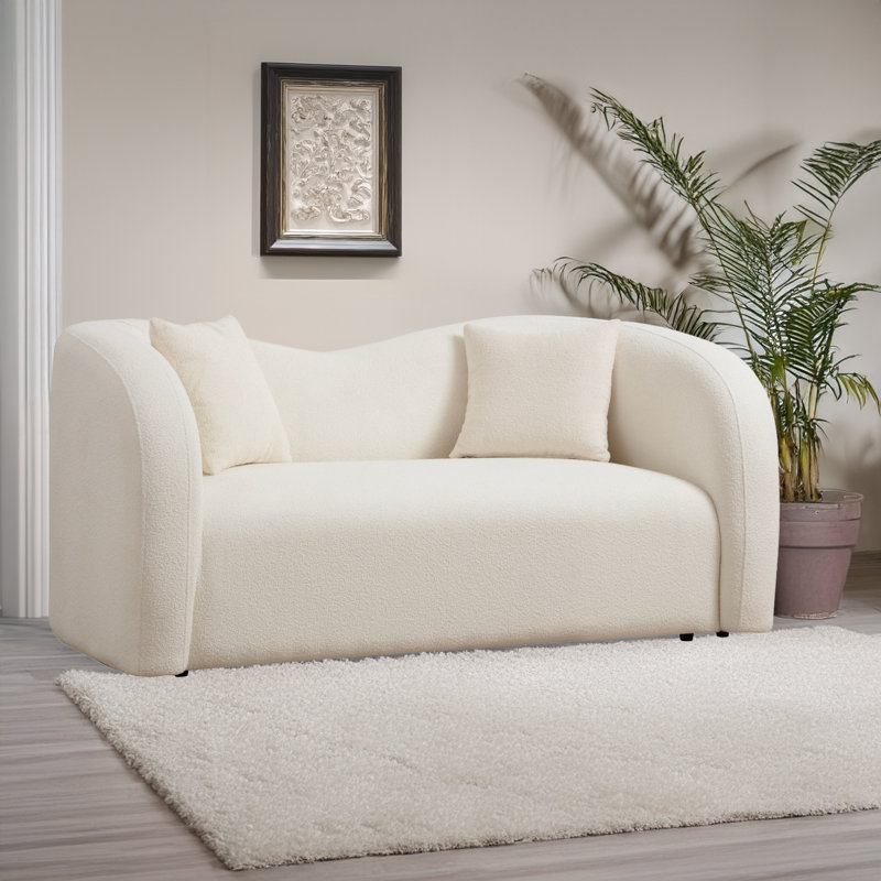 2-Seat Sofa Loveseat With 2 Pillows