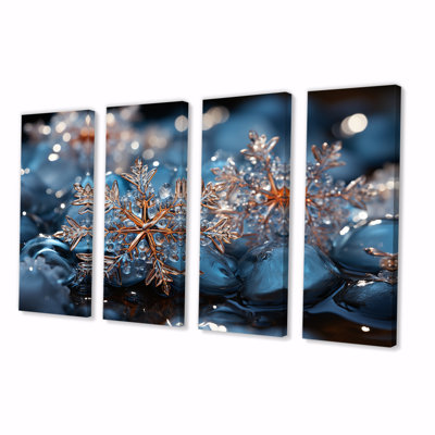«Sunrise Snowflake Tranquility IV - Winter Landscape», ensemble de 4 pièces d'art mural