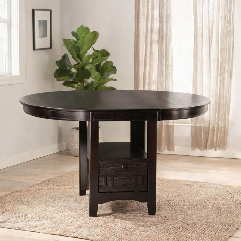 Table de salle à manger à hauteur de comptoir ovale pour 4 personnes avec rallonge en bois de cerisier foncé