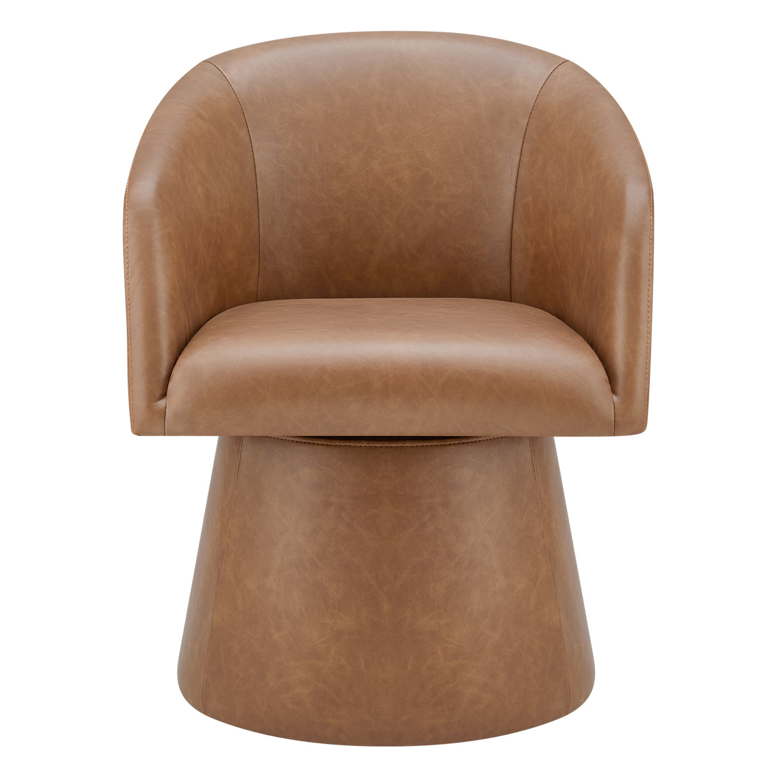 Kyo Swivel Linen Dining Armchair, Saddle Brown