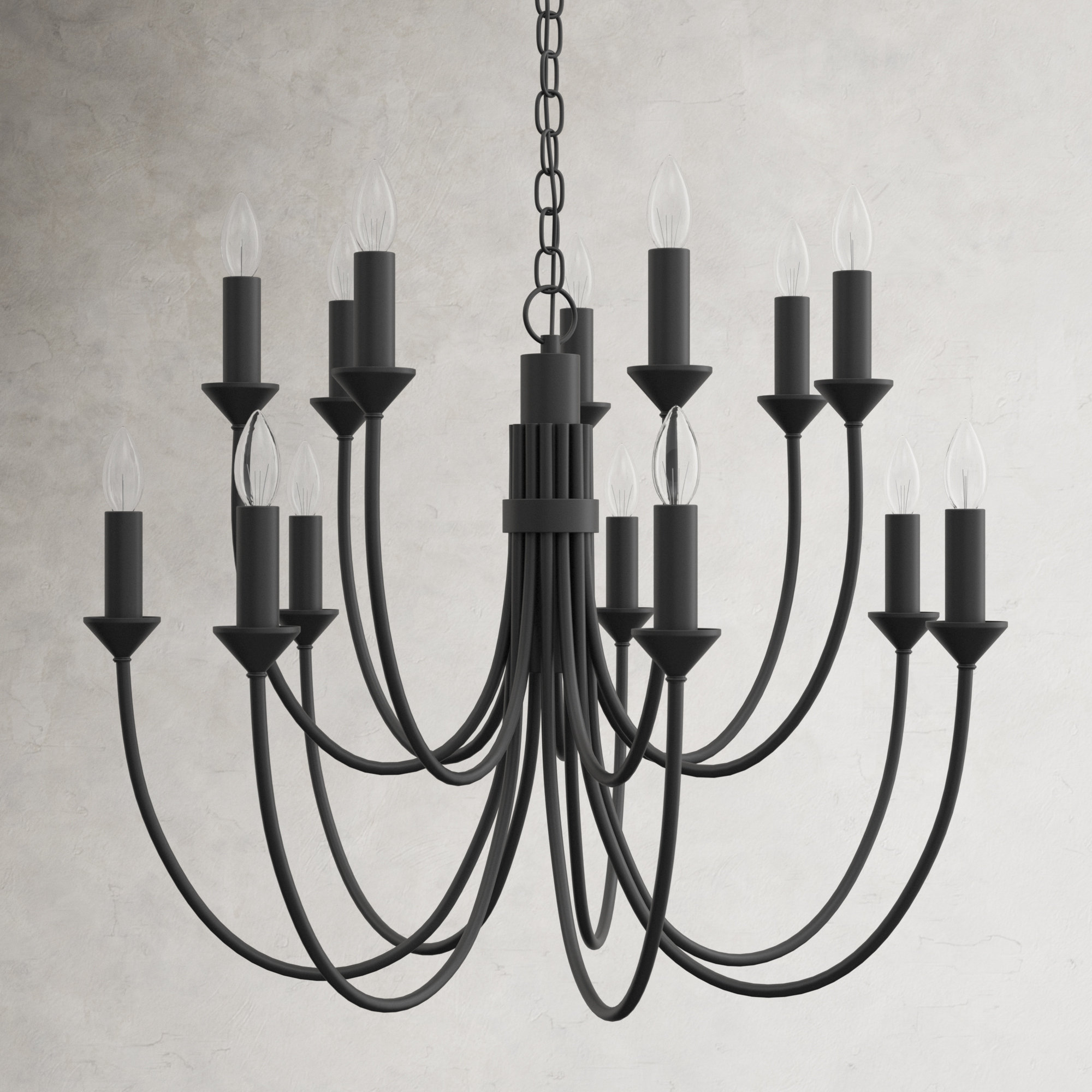 Alexandria 14 - Light Metal Dimmable Chandelier, Forged Iron