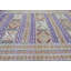 Tapis unique bleu, or et orange de 6 pi 9 po x 8 pi 5 po des années 1990