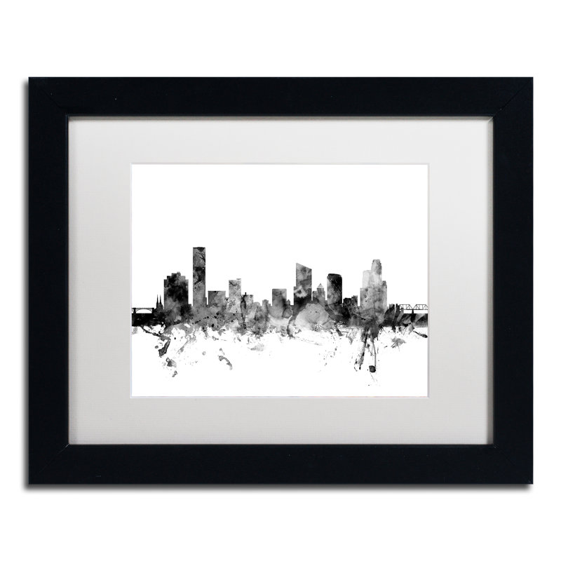 « grand rapids mi horizon b&w », impression encadrée, H 11 po x l 14 po x P 0,5 po