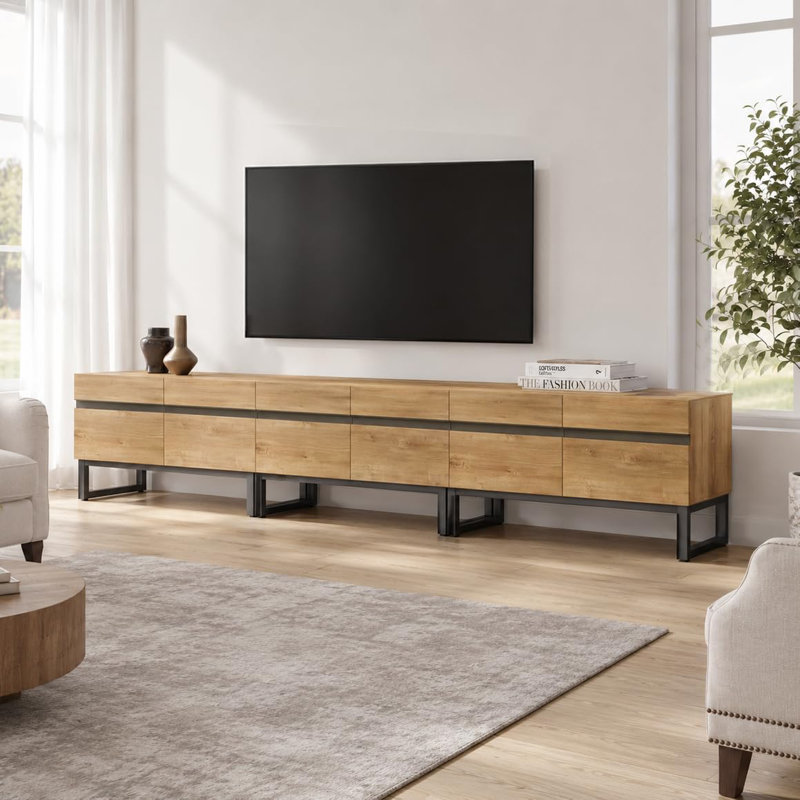Meuble télé pour téléviseur de 110 po ou moins Aadam, Chêne naturel