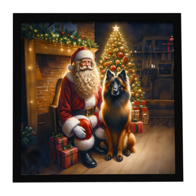 Tervuren belge et père Noël, reproduction d'art encadrée