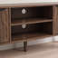 Meuble télé de style moderne du milieu du siècle avec rangement et design en forme de trombone, console multimédia pour salon et chambre