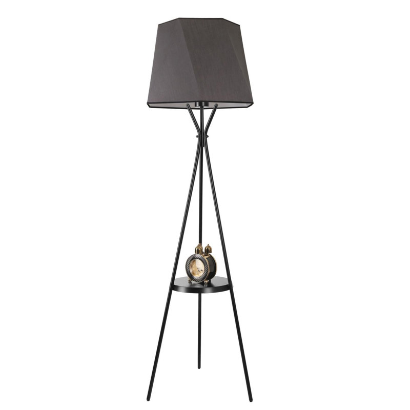 Luro Elegant Floor Lamp with Metal Body, Dark Grey, 64.9 in Tall | Fabric Cap (17.7 in Diameter) & Sturdy Base (19.7 in Diameter) | On/Off Switch on Cable, E27 Socket Max 60W | Perfect for Living Room & Bedroom Decor