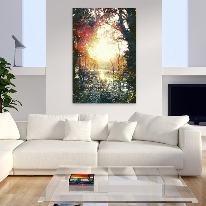 Art contemporain, art abstrait paisible, forêt naturelle, H 48 po x l 32 po
