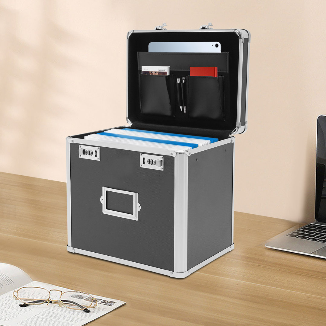 13.4" H X 13.8" W Lockable File Organizer Storage Box FRONG 