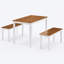 Ensemble de salle à manger 3 pièces en bois massif, table de salle à manger 48 po avec 2 bancs, conception peu encombrante pour les petits espaces