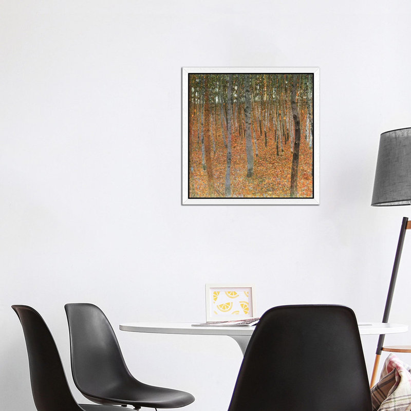 Forest Of Beech Trees by Gustav Klimt - Painting on Canvas, 66.04 cm H x 66.04 cm W, White Framed