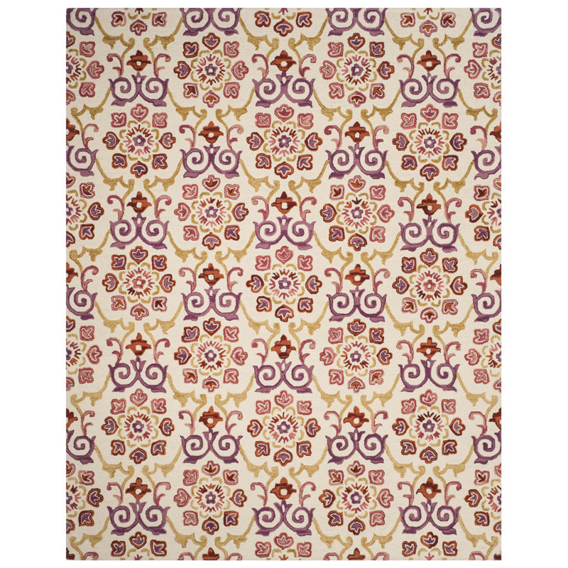 Tomo Hand Hooked Wool Floral Rug, Rectangle 8' x 10'