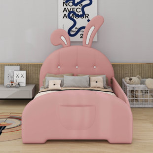 Twin Size Upholstered Rabbit-Shape Princess Bed