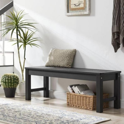 Holliann Outdoor Bench Two-Person Outdoor Poly Lumber Patio Backless Bench, Weatherproof Garden Bench That Never Rot and Fade, Suit for Garden, Porch, and Park.
