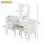 Bureau de coiffeuse avec miroir lumineux, 7 tiroirs et tabouret coussiné-1114778197