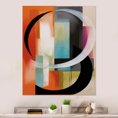 Orange Geometric Rhythms II - Modern Geometric Metal Wall Decor