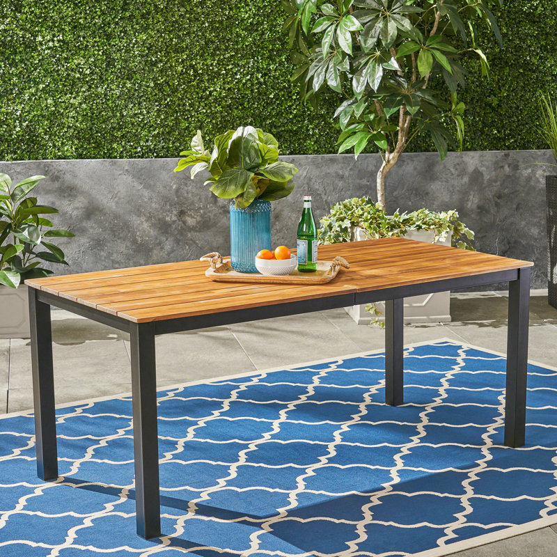 Table de terrasse en bois avec fer, 68,87 po x 34 po 30 pieds en fer pour l'extérieur, P 30 po