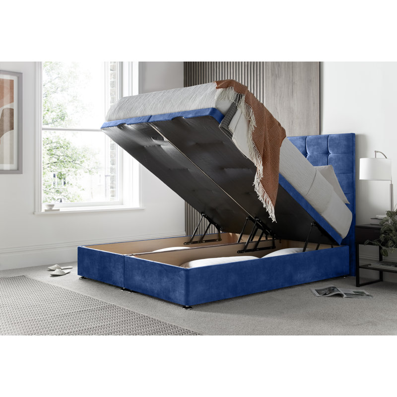 Florida Conistan Ottoman Storage Bed with Floor Standing Headboard, Kingsize (5'), Almond