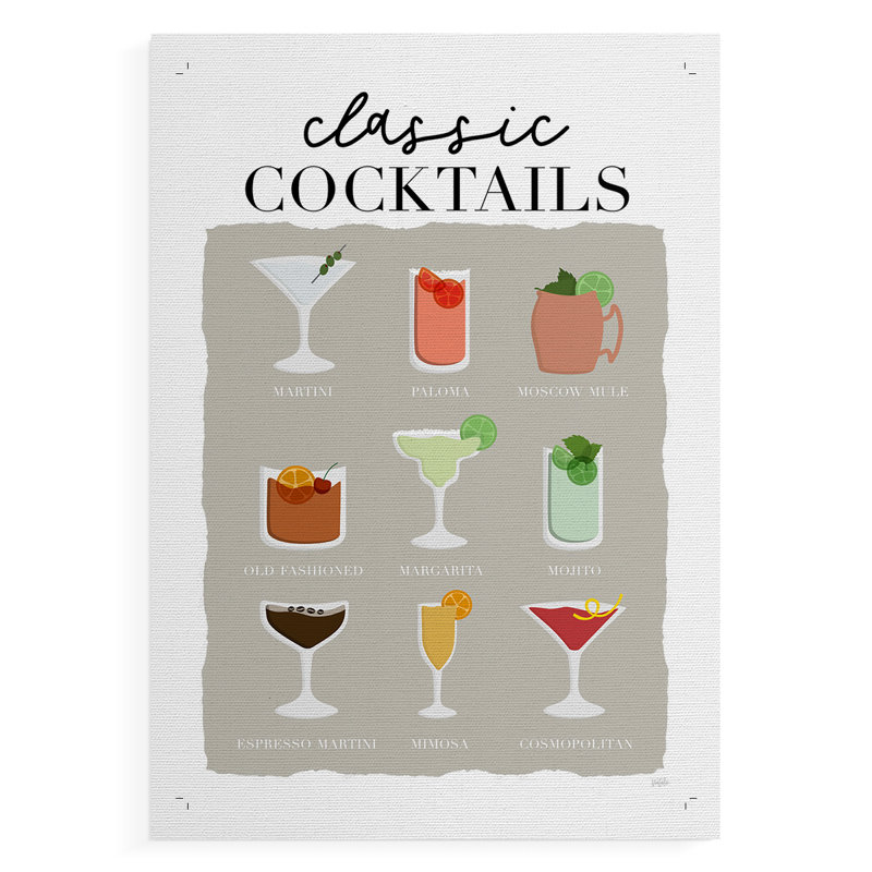 Cocktails classiques - impression sur toile seulement - non encadrée, H 18 po x l 12 po
