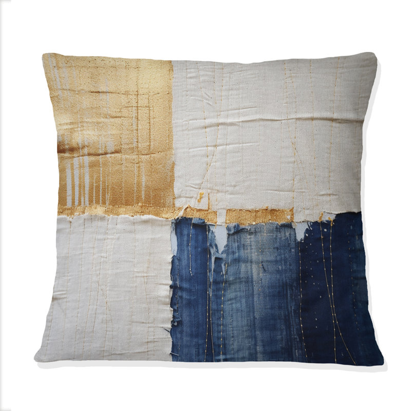 Coussin décoratif «A Touch Of Gold And Kings Blue» - reproduction de peinture abstraite
