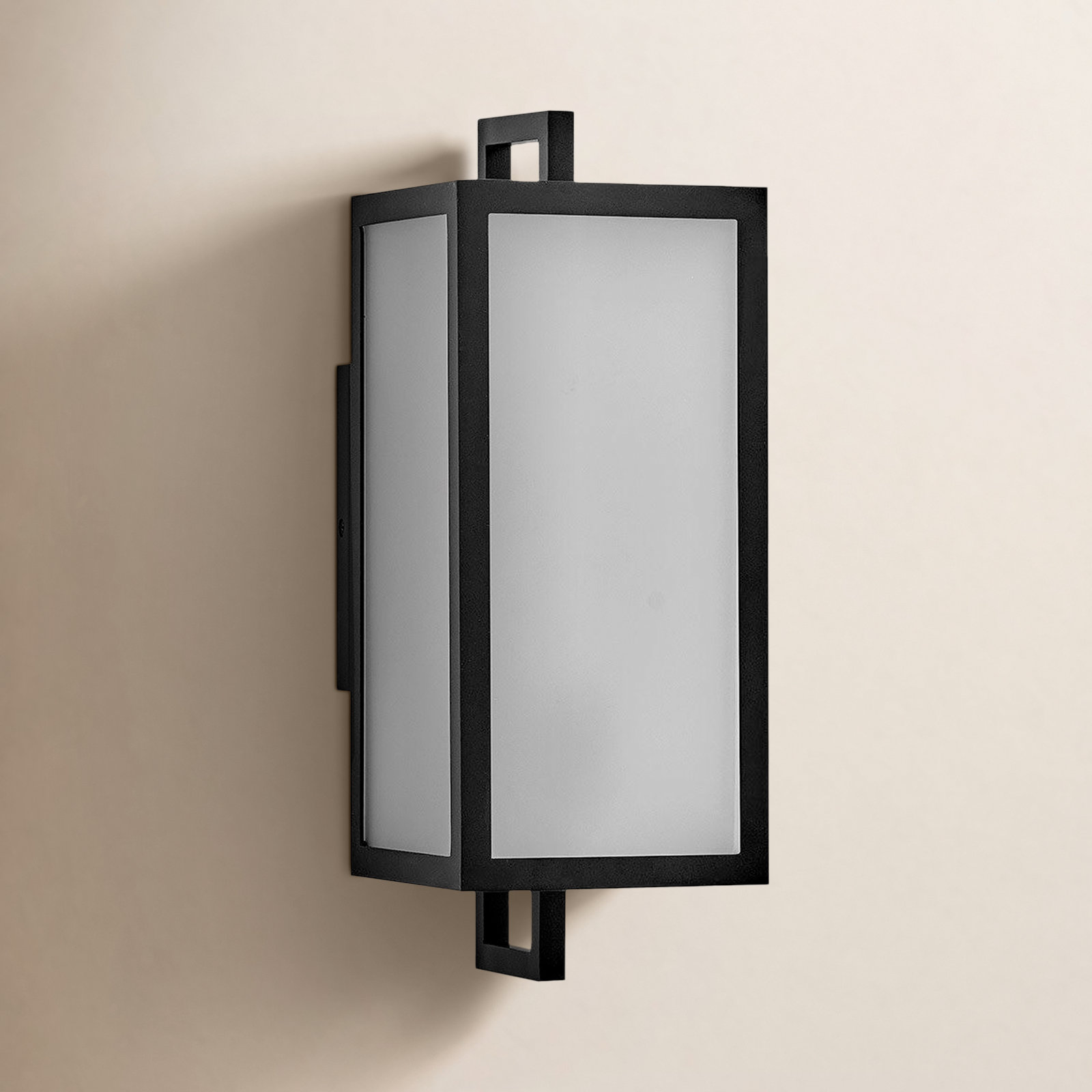 Halden Etched Glass Outdoor Wall Lantern, 15" H x 5.5" W x 6.5" D