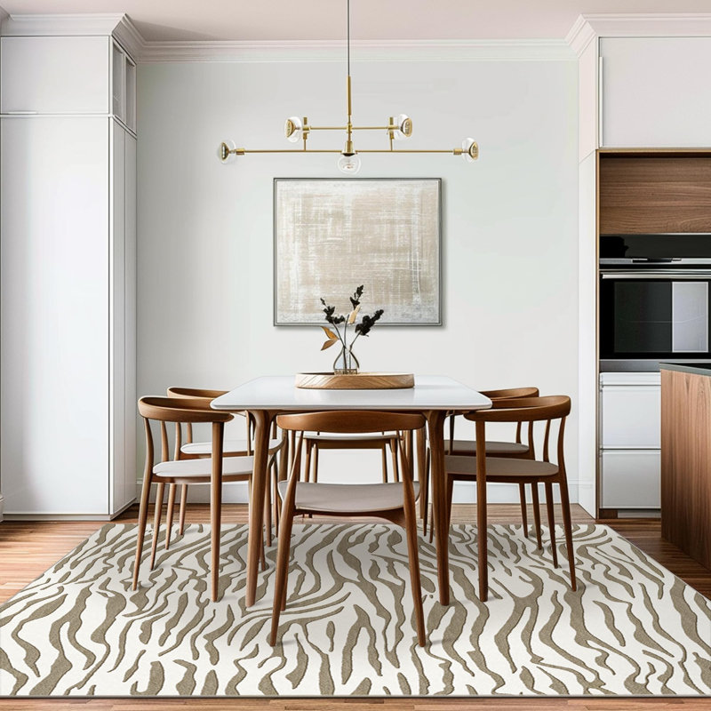 8x10 Area Rug,Soft, Machine Washable, Non Slip, Beige/Cream Abstract