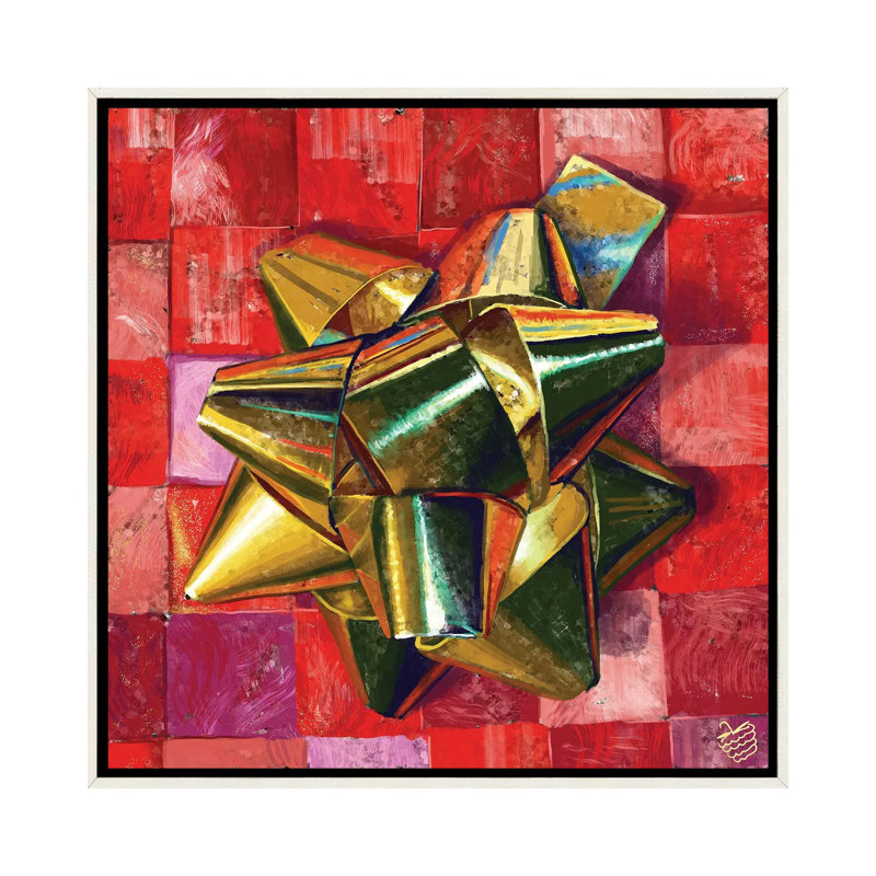 Golden Bow - reproduction d'art murale - toile encadrée, H 26 po x l 26 po, Impression encadrée sans passe-partout