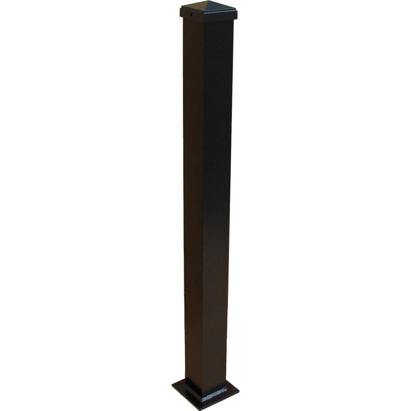 3 in. W Aluminum Post with Welded Base, 44" H x 3" W x 3" D, Hammered Black