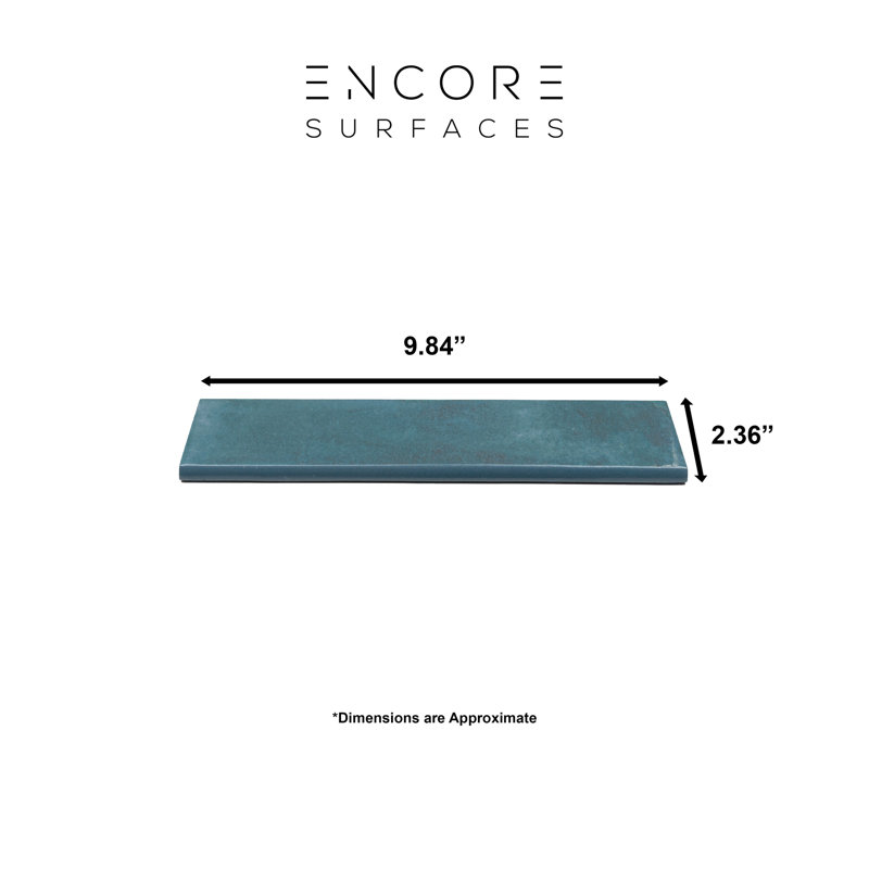 Mojave 2" x 10" Bullnose Zellige Porcelain Tile, Sea Water Light Green